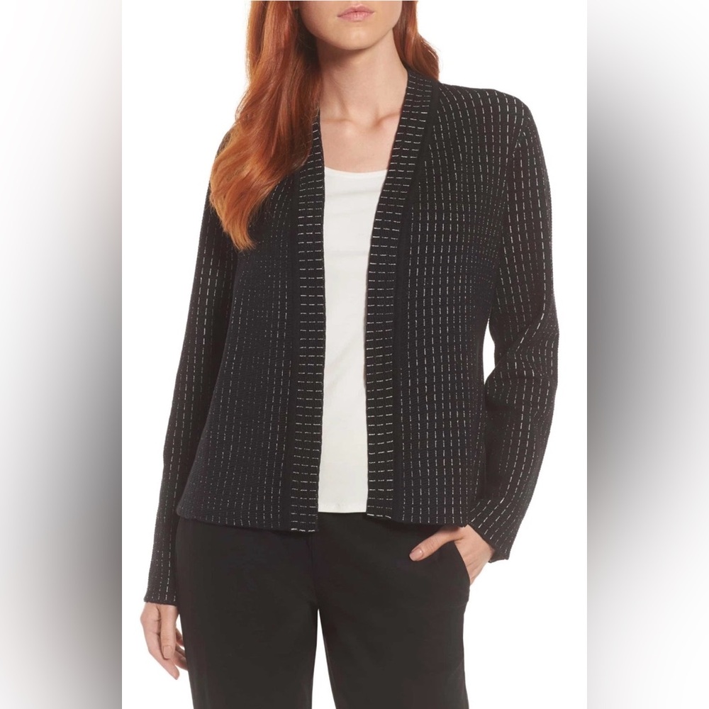 Eileen Fisher Silk & Organic Cotton Simple Cardigan, Black, small, NWOT